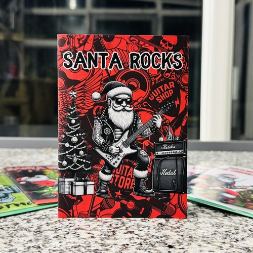 Santa rocks christmas card - christmas,