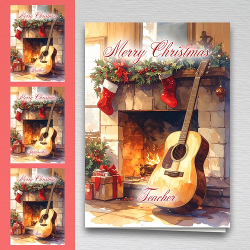 Guitar christmas card - christmas, for