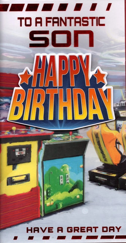 Son birthday card slim arcade - son,