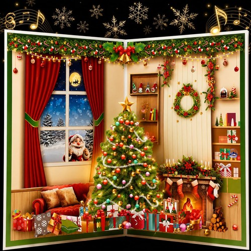 Musical christmas cards - 3d,